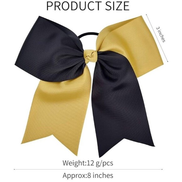 12 count 8” Two Tone Gold & Black Handmade Ponytail  for Teens,Tween dance - Picture 6 of 12